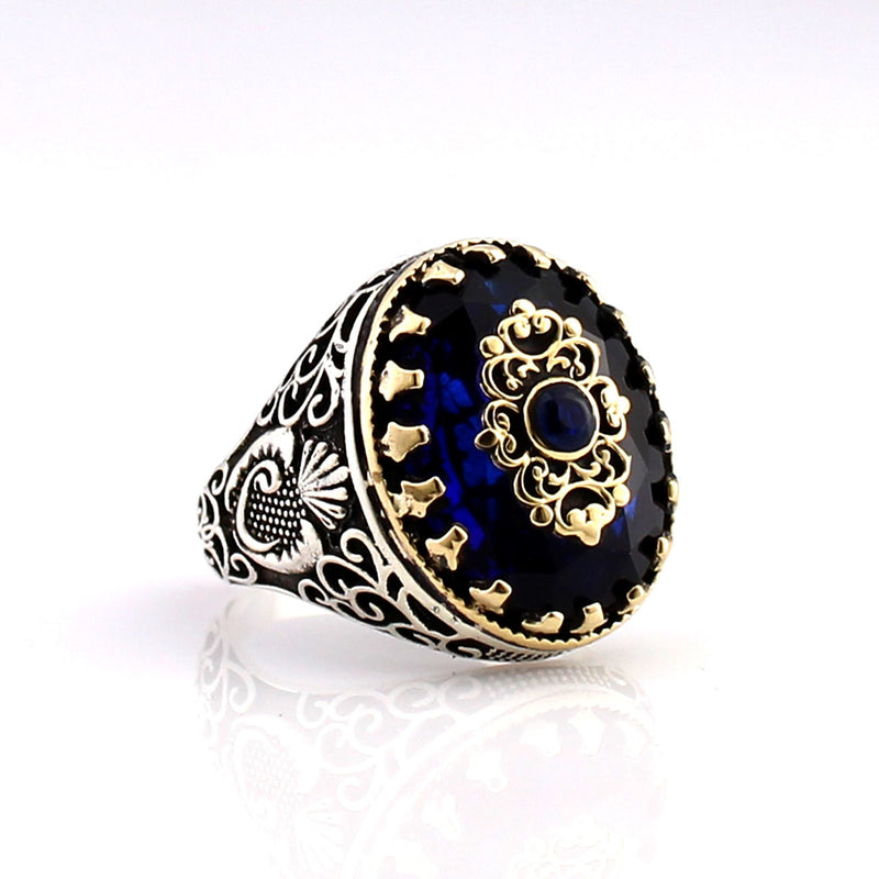 Royal ring of 925 sterling silver for men blue Royal color with stones