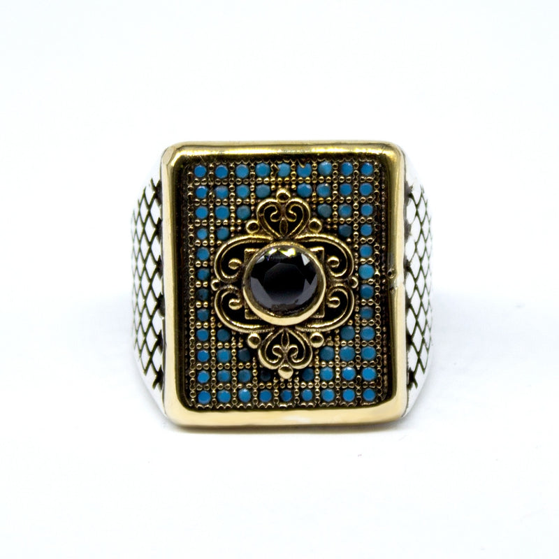 Royal ring of 925 sterling silver for men blue Royal color with stones