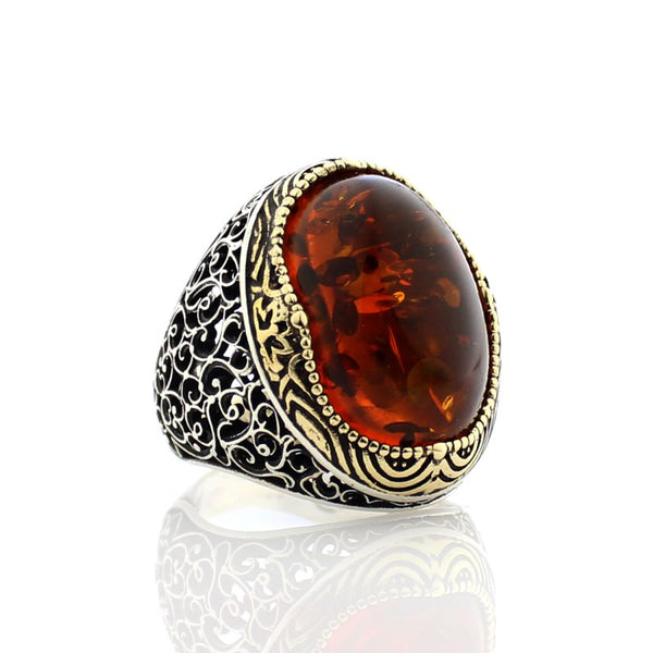 Royal ring of 925 sterling silver for men red color with stones