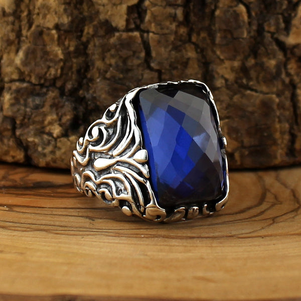 Royal ring of 925 sterling silver for men blue Royal color with stones