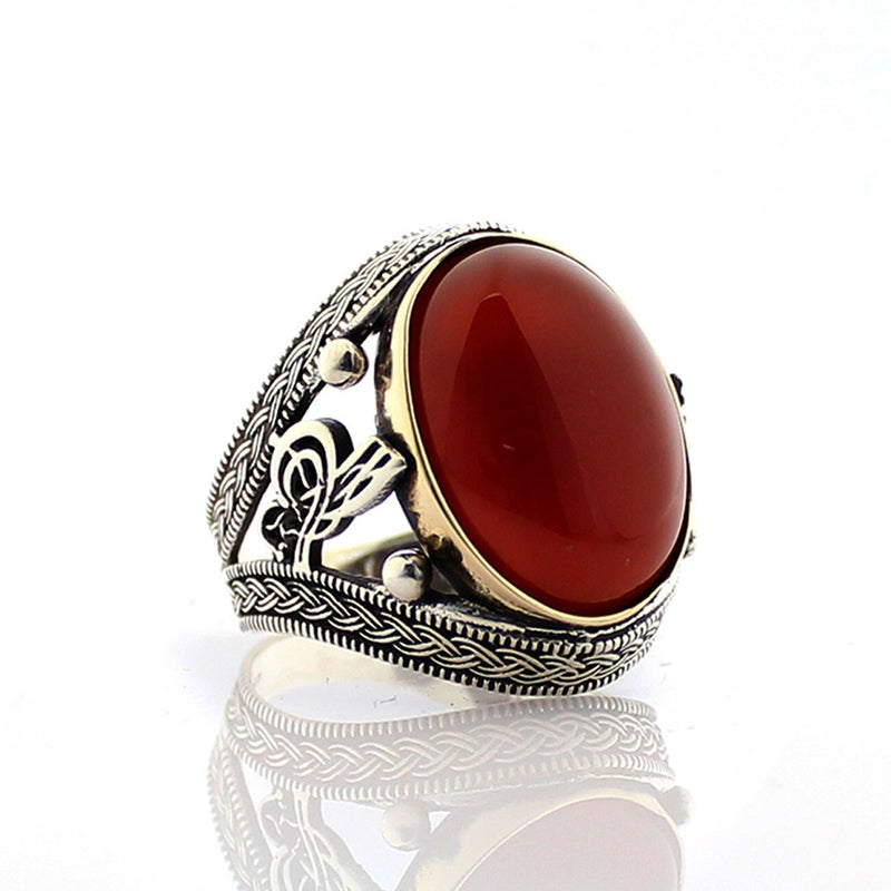 Royal ring of 925 sterling silver for men brown color with stones