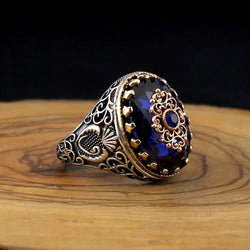 Royal ring of 925 sterling silver for men blue Royal color with stones