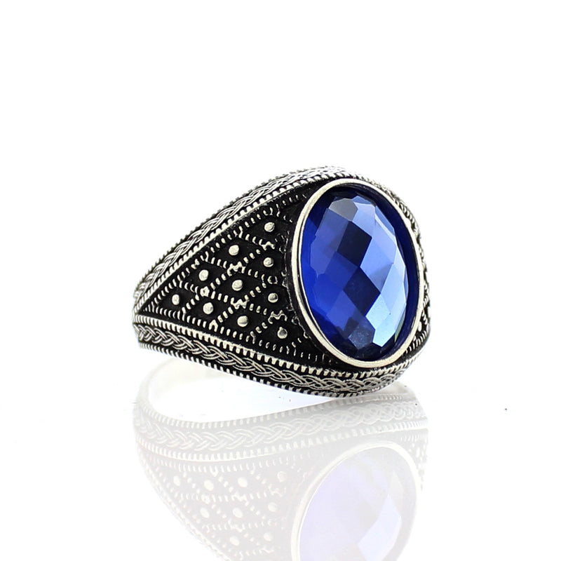 Royal ring of 925 sterling silver for men blue color with stones