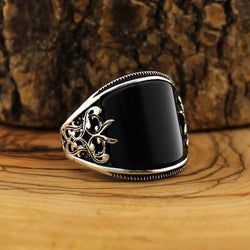 Royal ring of 925 sterling silver for men black color with stones