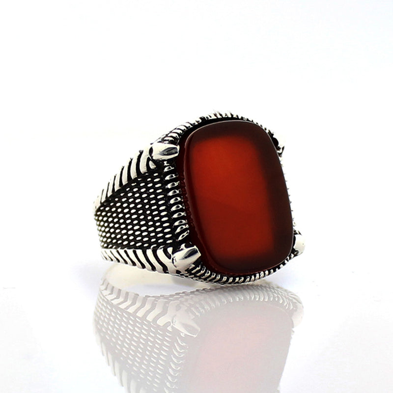 Royal ring of 925 sterling silver for men brown color with stones