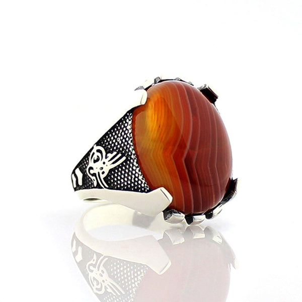 925 Sterling Silver Royal Ring for Men with stones brown