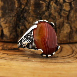 925 Sterling Silver Royal Ring for Men with stones brown